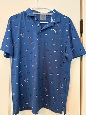 Puma Men’s Royal Blue Polo with Sunglasses Print